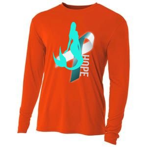 Cervical Cancer Survivor Gift Mermaid Ribbon Hope Wife Gift Cooling Performance Long Sleeve Crew