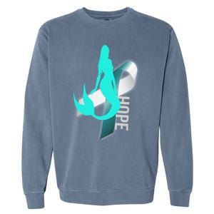 Cervical Cancer Survivor Gift Mermaid Ribbon Hope Wife Gift Garment-Dyed Sweatshirt