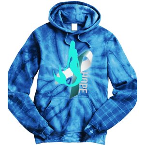 Cervical Cancer Survivor Gift Mermaid Ribbon Hope Wife Gift Tie Dye Hoodie