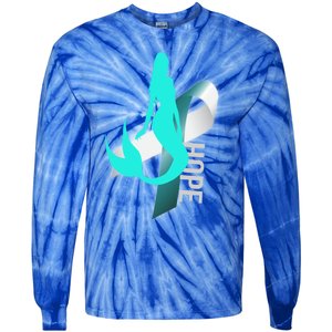 Cervical Cancer Survivor Gift Mermaid Ribbon Hope Wife Gift Tie-Dye Long Sleeve Shirt