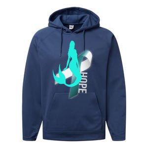 Cervical Cancer Survivor Gift Mermaid Ribbon Hope Wife Gift Performance Fleece Hoodie