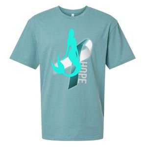 Cervical Cancer Survivor Gift Mermaid Ribbon Hope Wife Gift Sueded Cloud Jersey T-Shirt