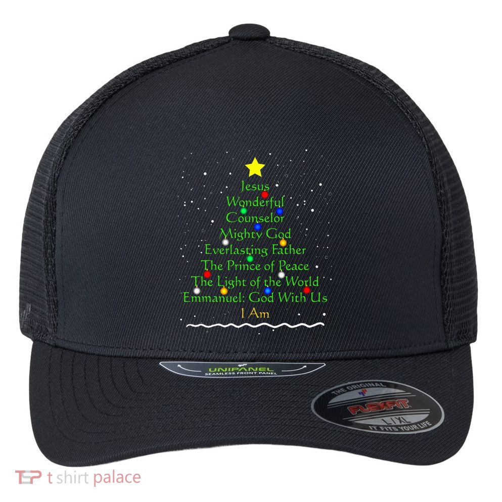 Christian Christmas S Bible Names Of Jesus Gift Tree Flexfit Unipanel Trucker Cap
