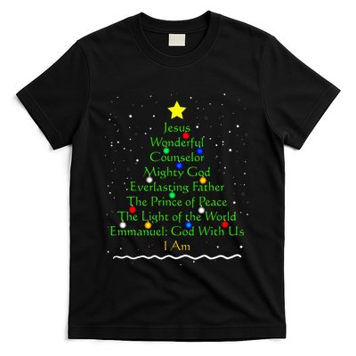 Christian Christmas S Bible Names Of Jesus Gift Tree T-Shirt