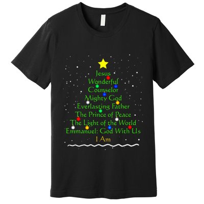 Christian Christmas S Bible Names Of Jesus Gift Tree Premium T-Shirt