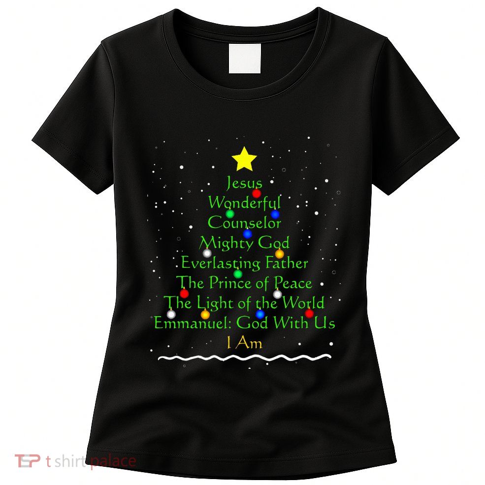 Christian Christmas S Bible Names Of Jesus Gift Tree Womens T-Shirt