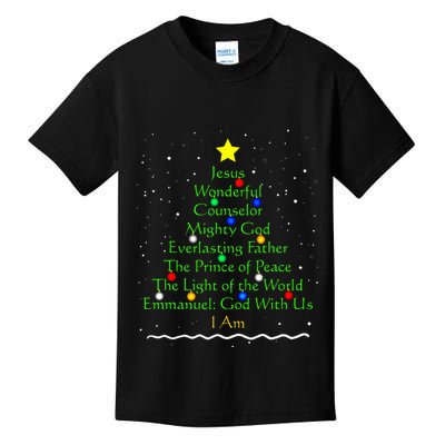 Christian Christmas S Bible Names Of Jesus Gift Tree Kids T-Shirt