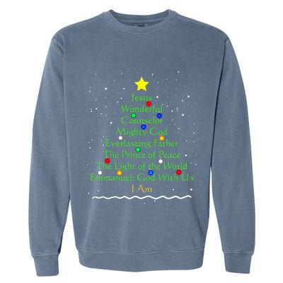 Christian Christmas S Bible Names Of Jesus Gift Tree Garment-Dyed Sweatshirt