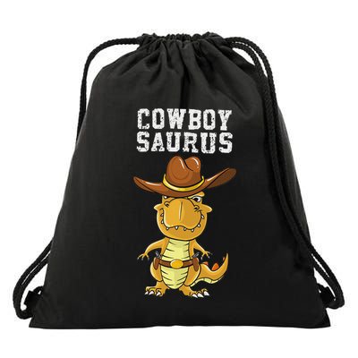 Cool Cowboy Saurus Funny Western Rodeo Dinosaur Lover Drawstring Bag
