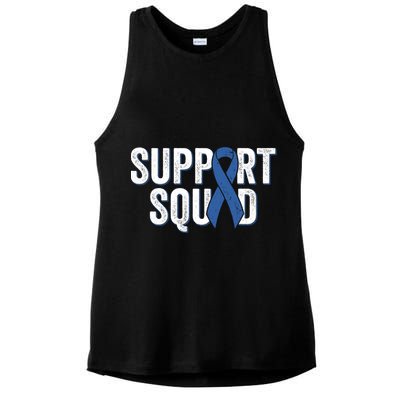 Colon Cancer Support Squad Blue Colorectal Awareness Ribbon Gift Ladies PosiCharge Tri-Blend Wicking Tank