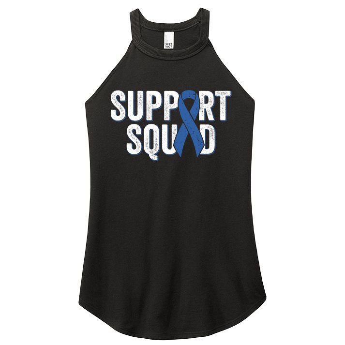 Colon Cancer Support Squad Blue Colorectal Awareness Ribbon Gift Women's Perfect Tri Rocker Tank
