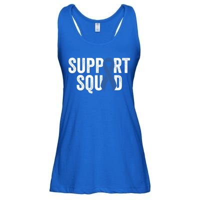 Colon Cancer Support Squad Blue Colorectal Awareness Ribbon Gift Ladies Essential Flowy Tank