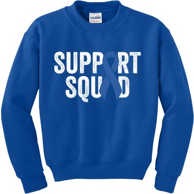 Colon Cancer Support Squad Blue Colorectal Awareness Ribbon Gift Kids Sweatshirt