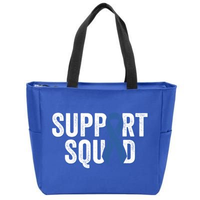 Colon Cancer Support Squad Blue Colorectal Awareness Ribbon Gift Zip Tote Bag