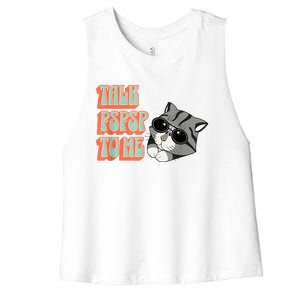 Cool Cat Shirt, Cat Dad, Cat Mom, Kittens, Pet Adopt Kitty Women's Racerback Cropped Tank