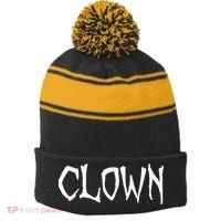 Clown Creepy Spooky Halloween Lazy Costume Holiday Lover Stripe Pom Pom Beanie