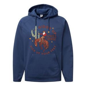 Cowboy Christmas Sweater Giddy Up Jingle Horse Pick Up Your Feet Howdy Country Performance Fleece Hoodie