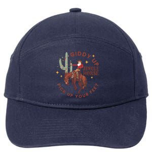 Cowboy Christmas Sweater Giddy Up Jingle Horse Pick Up Your Feet Howdy Country 7-Panel Snapback Hat