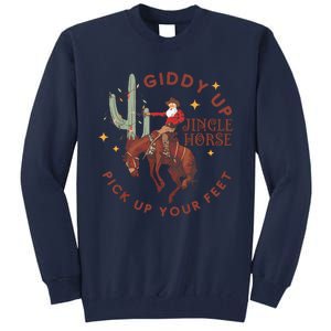 Cowboy Christmas Sweater Giddy Up Jingle Horse Pick Up Your Feet Howdy Country Tall Sweatshirt