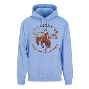 Cowboy Christmas Sweater Giddy Up Jingle Horse Pick Up Your Feet Howdy Country Unisex Surf Hoodie