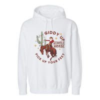 Cowboy Christmas Sweater Giddy Up Jingle Horse Pick Up Your Feet Howdy Country Garment-Dyed Fleece Hoodie