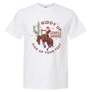 Cowboy Christmas Sweater Giddy Up Jingle Horse Pick Up Your Feet Howdy Country Garment-Dyed Heavyweight T-Shirt