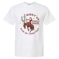 Cowboy Christmas Sweater Giddy Up Jingle Horse Pick Up Your Feet Howdy Country Garment-Dyed Heavyweight T-Shirt