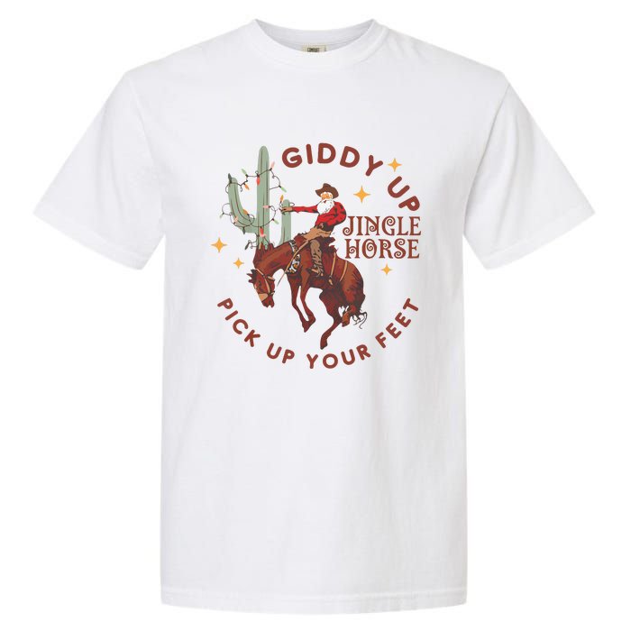 Cowboy Christmas Sweater Giddy Up Jingle Horse Pick Up Your Feet Howdy Country Garment-Dyed Heavyweight T-Shirt