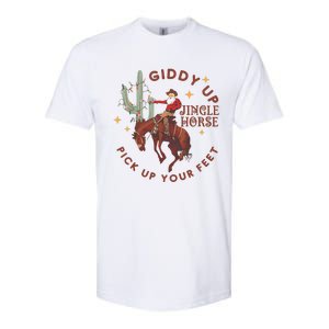 Cowboy Christmas Sweater Giddy Up Jingle Horse Pick Up Your Feet Howdy Country Softstyle CVC T-Shirt