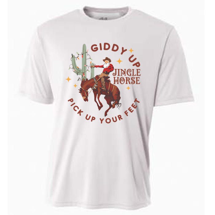 Cowboy Christmas Sweater Giddy Up Jingle Horse Pick Up Your Feet Howdy Country Cooling Performance Crew T-Shirt