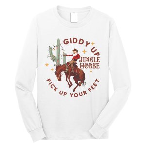 Cowboy Christmas Sweater Giddy Up Jingle Horse Pick Up Your Feet Howdy Country Long Sleeve Shirt