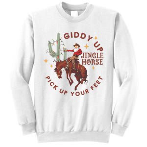 Cowboy Christmas Sweater Giddy Up Jingle Horse Pick Up Your Feet Howdy Country Sweatshirt