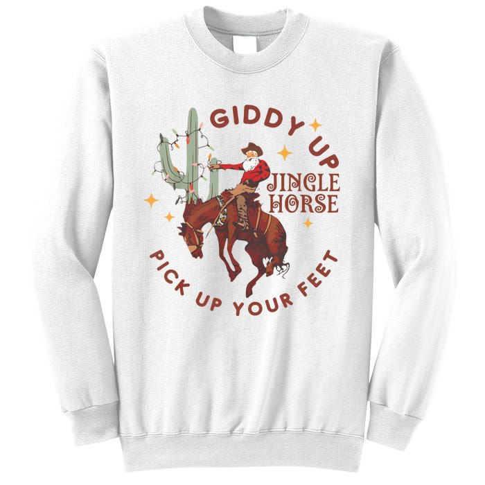 Cowboy Christmas Sweater Giddy Up Jingle Horse Pick Up Your Feet Howdy Country Sweatshirt