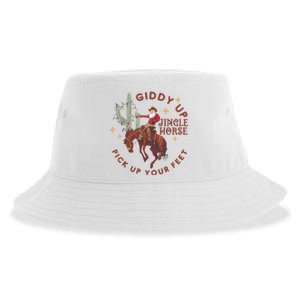 Cowboy Christmas Sweater Giddy Up Jingle Horse Pick Up Your Feet Howdy Country Sustainable Bucket Hat