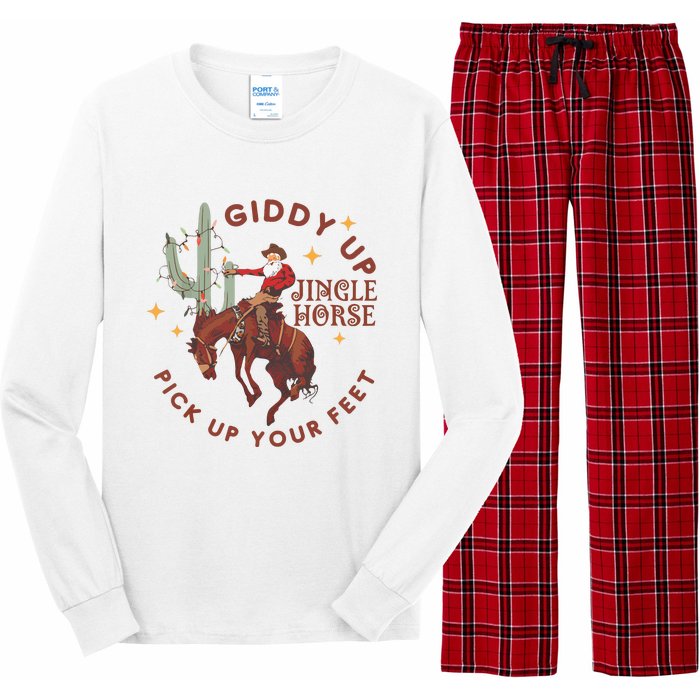 Cowboy Christmas Sweater Giddy Up Jingle Horse Pick Up Your Feet Howdy Country Long Sleeve Pajama Set