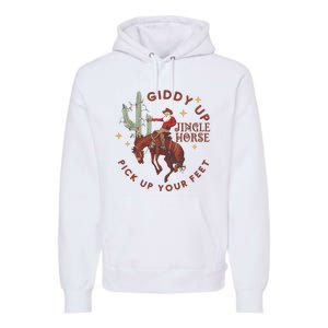 Cowboy Christmas Sweater Giddy Up Jingle Horse Pick Up Your Feet Howdy Country Premium Hoodie