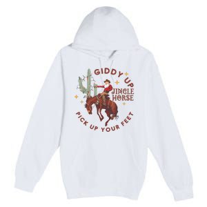 Cowboy Christmas Sweater Giddy Up Jingle Horse Pick Up Your Feet Howdy Country Premium Pullover Hoodie