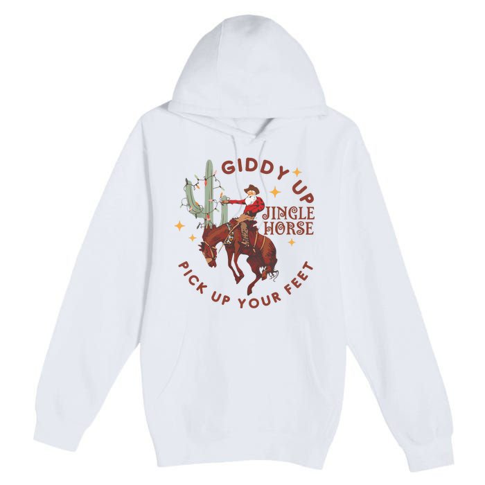 Cowboy Christmas Sweater Giddy Up Jingle Horse Pick Up Your Feet Howdy Country Premium Pullover Hoodie