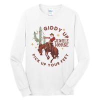 Cowboy Christmas Sweater Giddy Up Jingle Horse Pick Up Your Feet Howdy Country Tall Long Sleeve T-Shirt