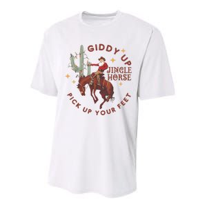 Cowboy Christmas Sweater Giddy Up Jingle Horse Pick Up Your Feet Howdy Country Performance Sprint T-Shirt