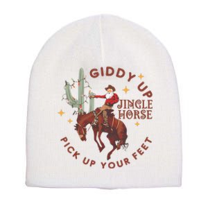 Cowboy Christmas Sweater Giddy Up Jingle Horse Pick Up Your Feet Howdy Country Short Acrylic Beanie