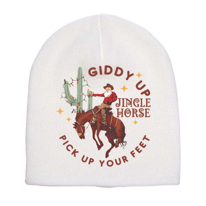 Cowboy Christmas Sweater Giddy Up Jingle Horse Pick Up Your Feet Howdy Country Short Acrylic Beanie