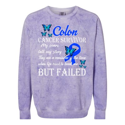 Colon Cancer Survivor My Scars Tell My Story Colorblast Crewneck Sweatshirt