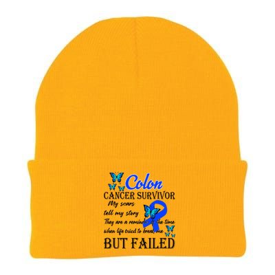 Colon Cancer Survivor My Scars Tell My Story Knit Cap Winter Beanie