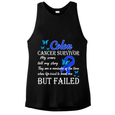 Colon Cancer Survivor My Scars Tell My Story Ladies PosiCharge Tri-Blend Wicking Tank