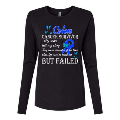 Colon Cancer Survivor My Scars Tell My Story Womens Cotton Relaxed Long Sleeve T-Shirt