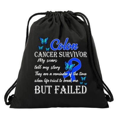 Colon Cancer Survivor My Scars Tell My Story Drawstring Bag