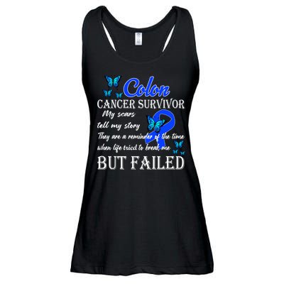 Colon Cancer Survivor My Scars Tell My Story Ladies Essential Flowy Tank