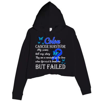 Colon Cancer Survivor My Scars Tell My Story Crop Fleece Hoodie