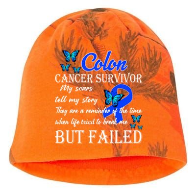 Colon Cancer Survivor My Scars Tell My Story Kati - Camo Knit Beanie